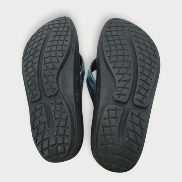 OOFOS OOlala Luxe Recovery Flip Flop Thong Sandal Atlantis Blue Womens Size 10 - Picture 7 of 9